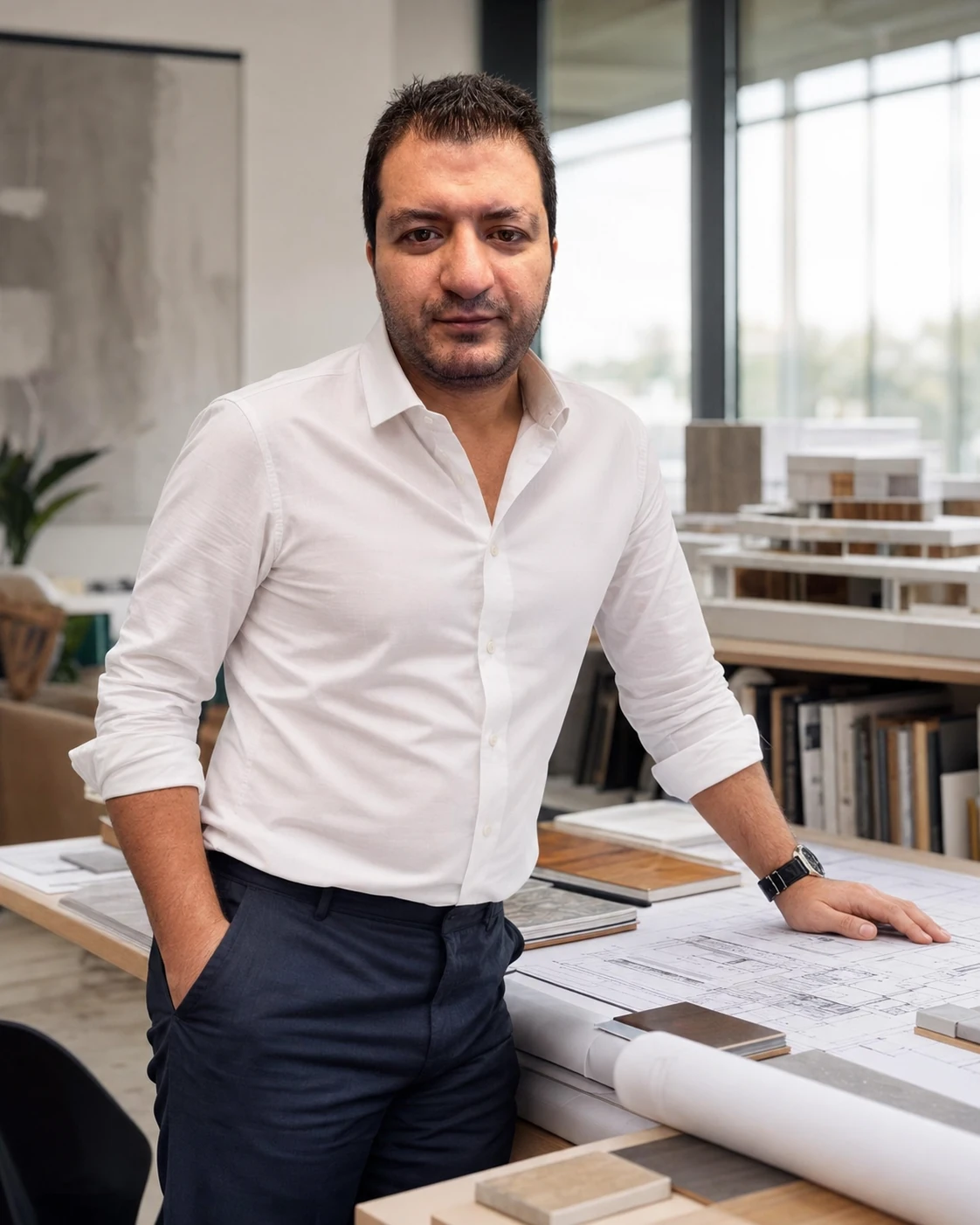 Hamid Hosseinmardi at a design table